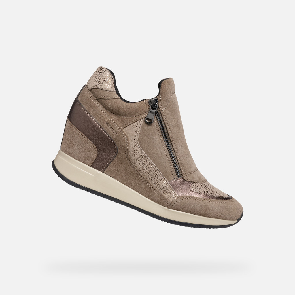 Geox NYDAME WOMAN Taupe Wedge Sneakers Geox