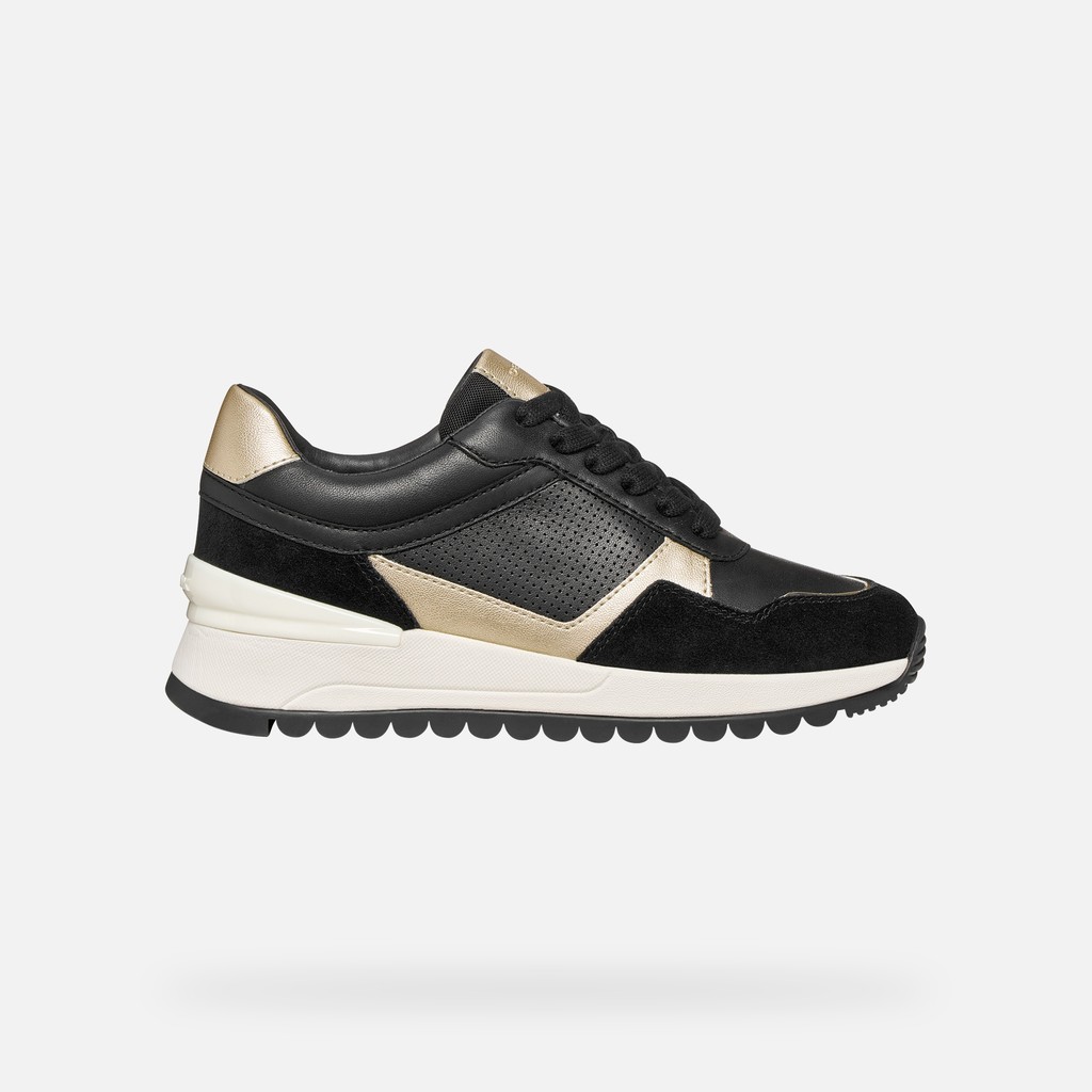 Low top sneakers DESYA WOMAN Black/Light Gold - image number 1 | GEOX