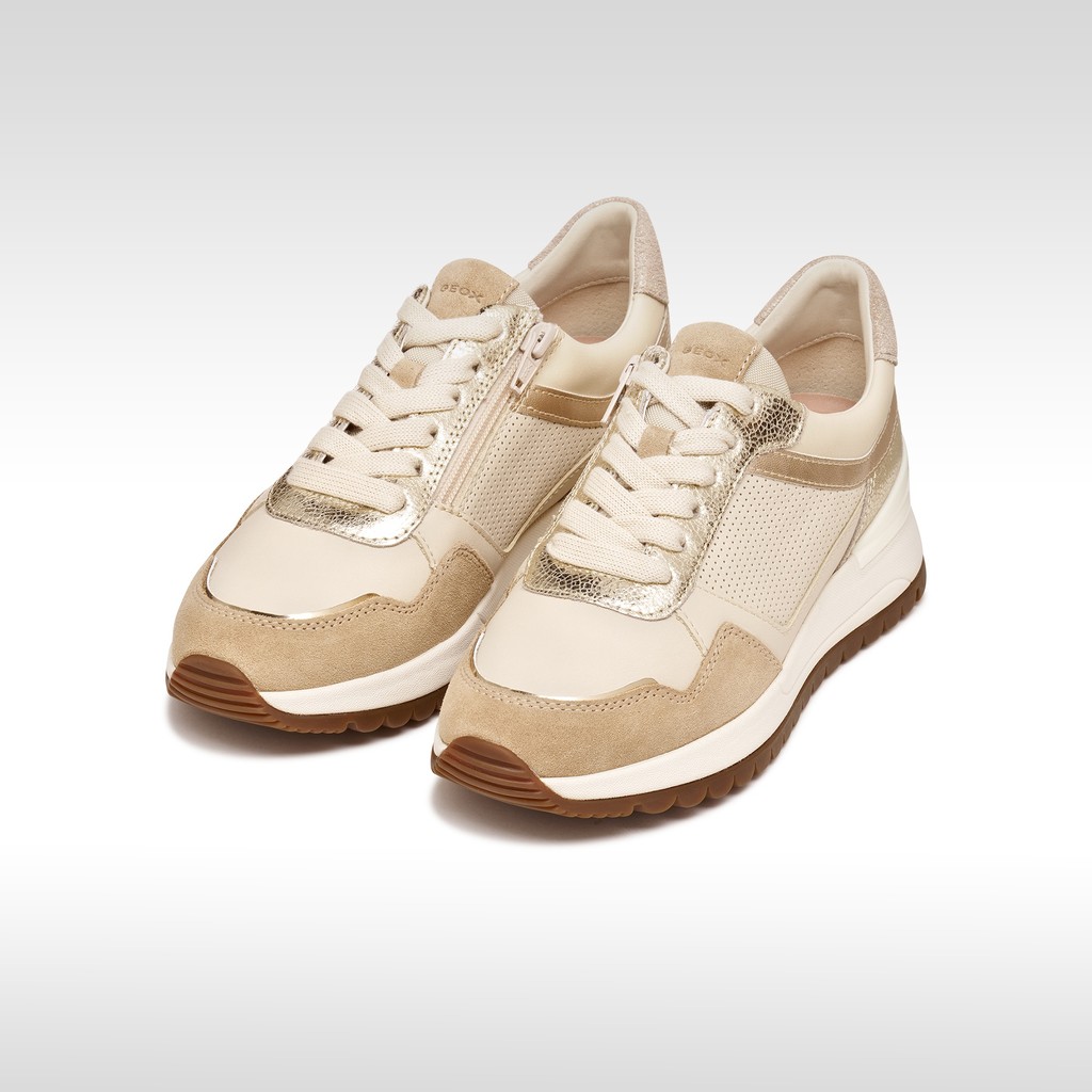 Baskets basse DESYA FEMME Blanc cass&eacute;/Or clair - image number 8 | GEOX