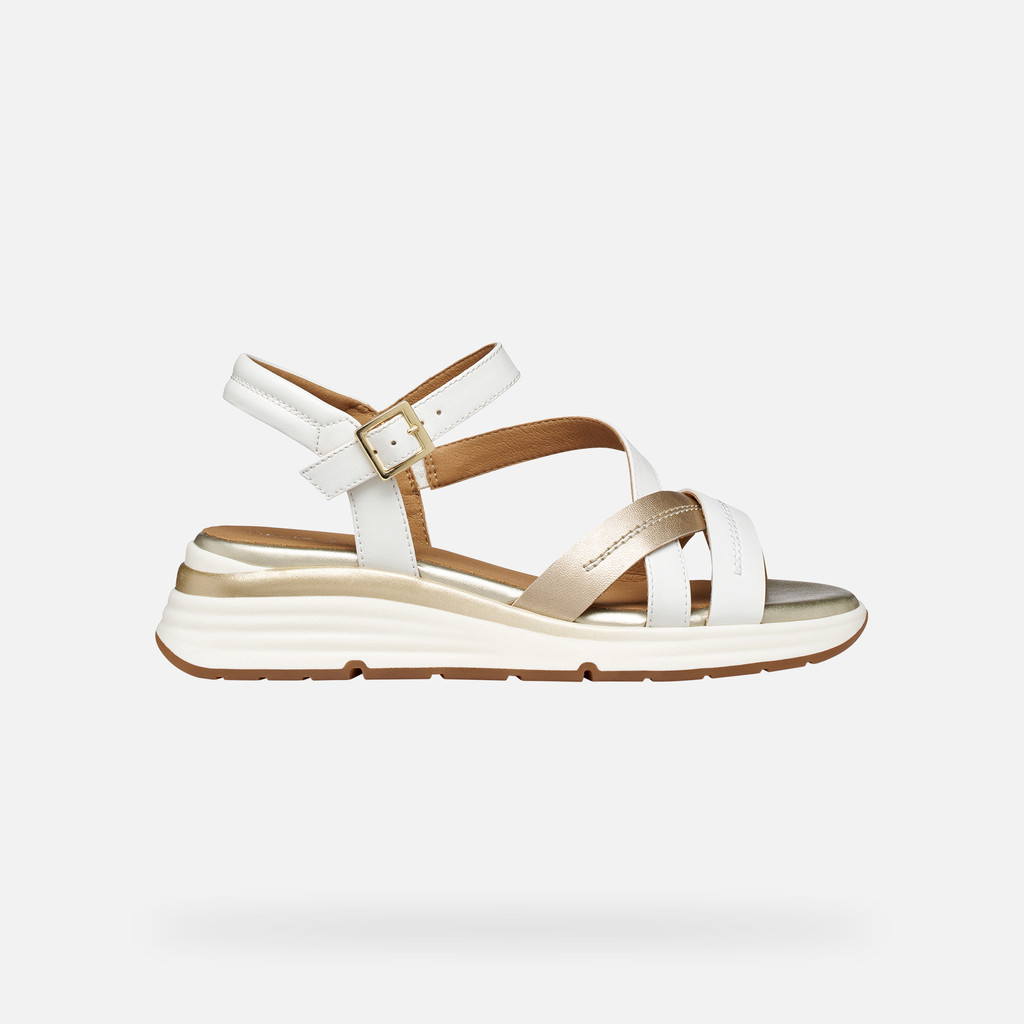 Platform sandals ELOWYNNE WOMAN White/Light Gold - image number 1 | GEOX