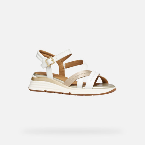 Platform sandals ELOWYNNE WOMAN White/Light Gold - image number 2 | GEOX