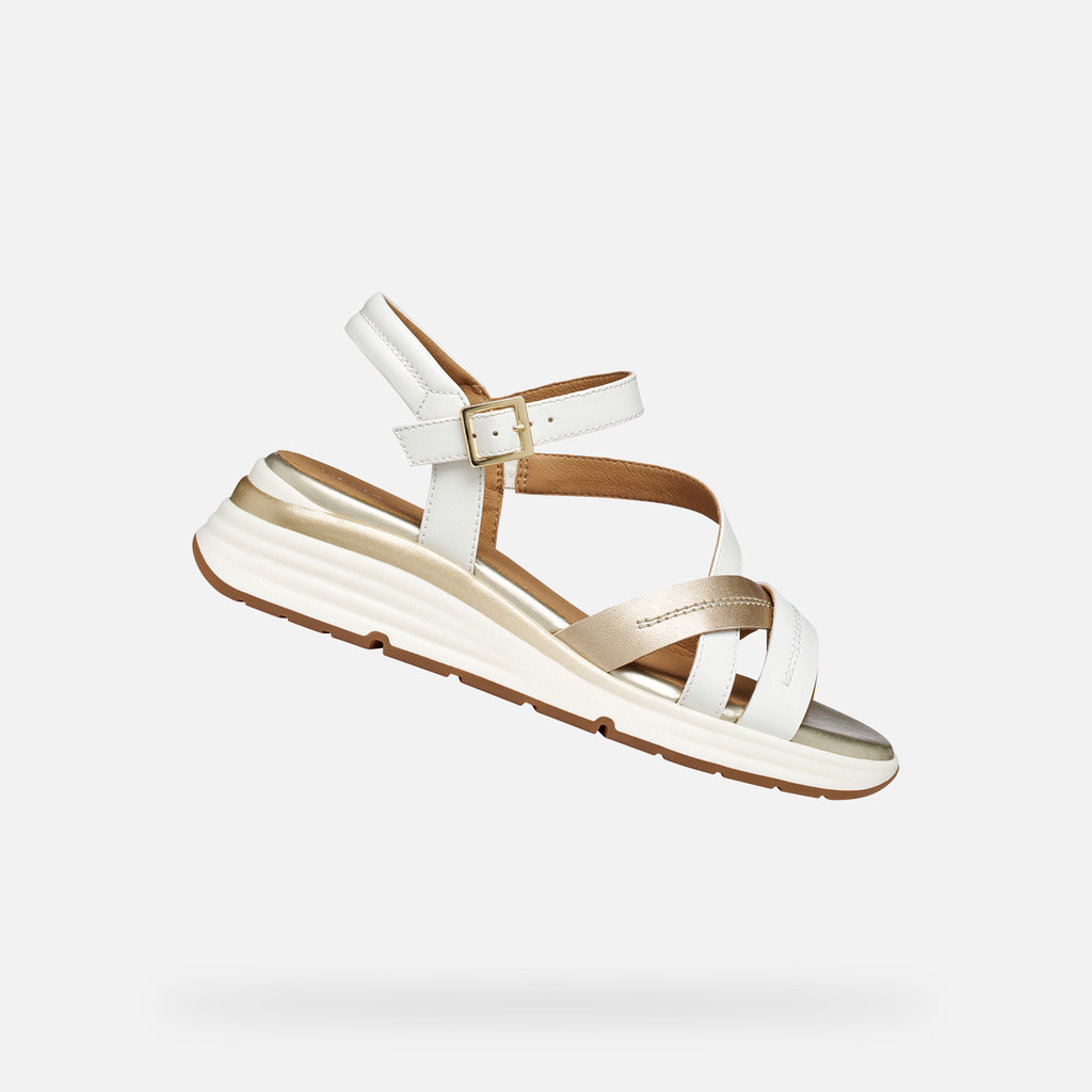 Platform sandals ELOWYNNE WOMAN White/Light Gold - image number 0 | GEOX