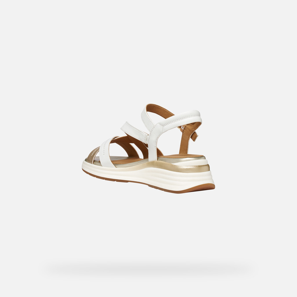Platform sandals ELOWYNNE WOMAN White/Light Gold - image number 3 | GEOX