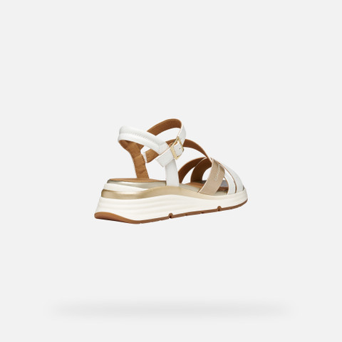 Platform sandals ELOWYNNE WOMAN White/Light Gold - image number 4 | GEOX