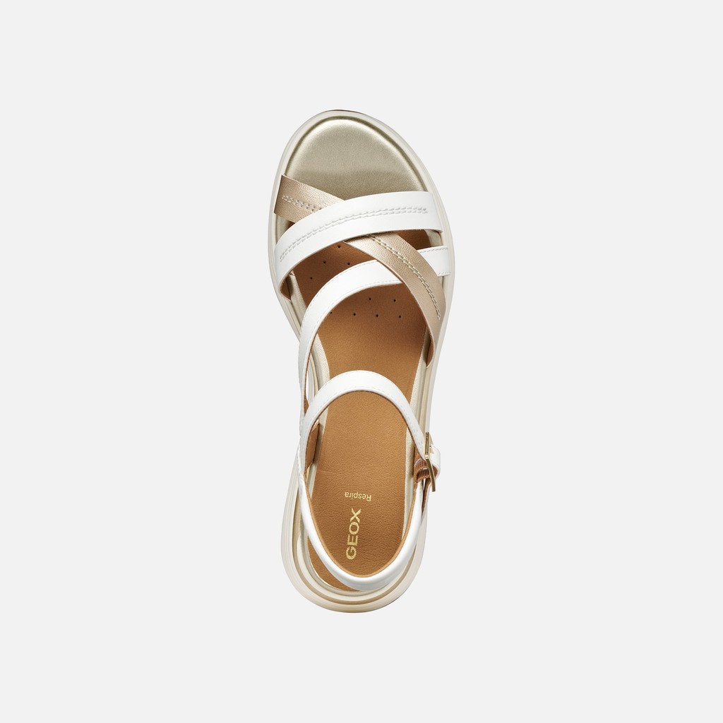 Platform sandals ELOWYNNE WOMAN White/Light Gold - image number 5 | GEOX