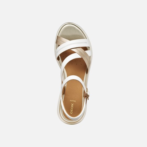 Platform sandals ELOWYNNE WOMAN White/Light Gold - image number 5 | GEOX