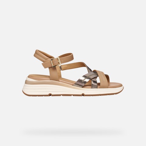 Sandales plateforme ELOWYNNE FEMME Beige fonc&eacute;/Beige - image number 1 | GEOX