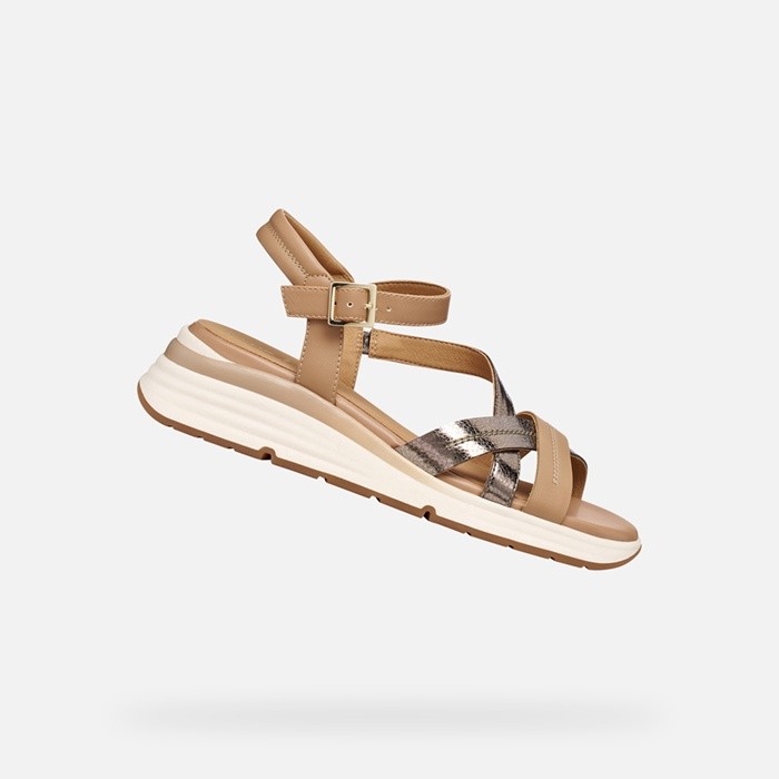 Sandales plateforme ELOWYNNE FEMME Beige fonc&eacute;/Beige | GEOX
