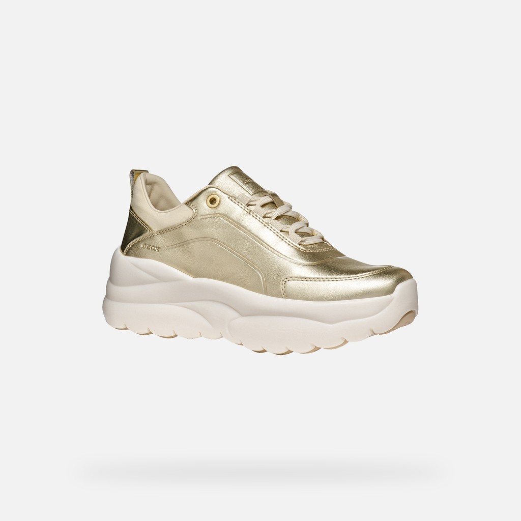 Sneakers &agrave; plateforme XTORS FEMME Or clair - image number 2 | GEOX