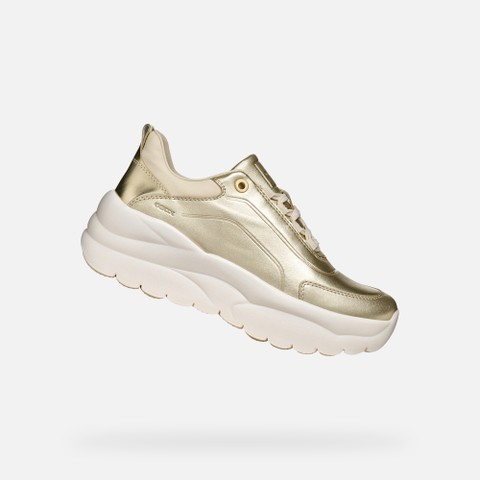 Sneakers &agrave; plateforme XTORS FEMME Or clair | GEOX