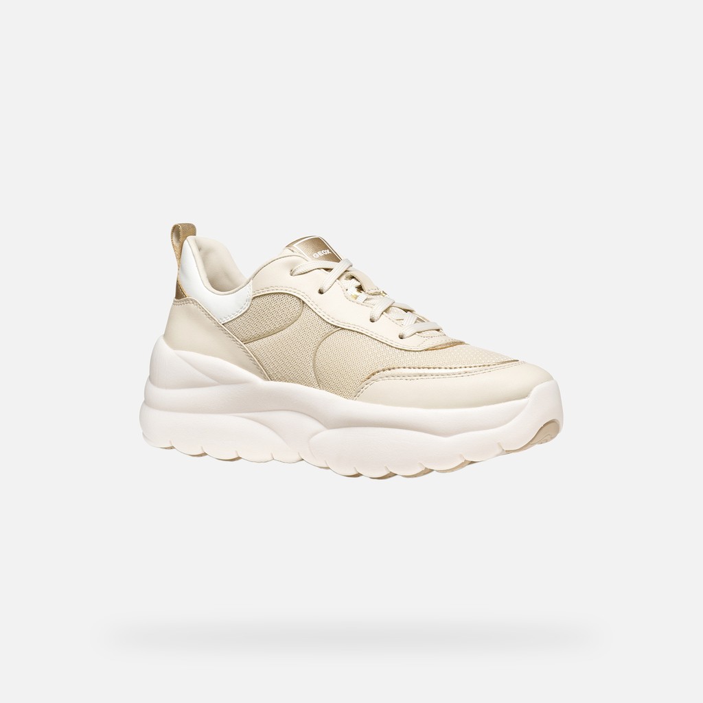 Sneakers &agrave; plateforme XTORS FEMME Blanc cass&eacute;/Or clair - image number 2 | GEOX
