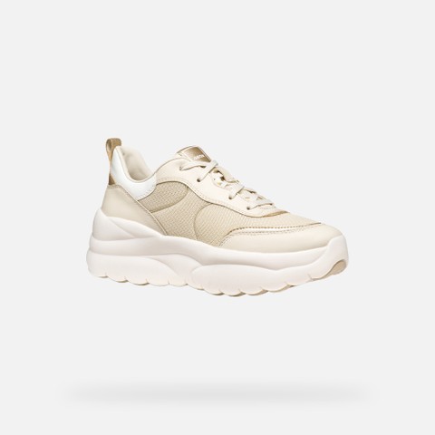 Sneakers &agrave; plateforme XTORS FEMME Blanc cass&eacute;/Or clair - image number 2 | GEOX