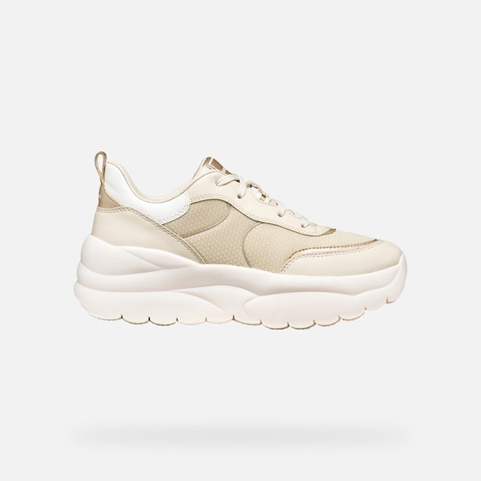 Sneakers &agrave; plateforme XTORS FEMME Blanc cass&eacute;/Or clair | GEOX