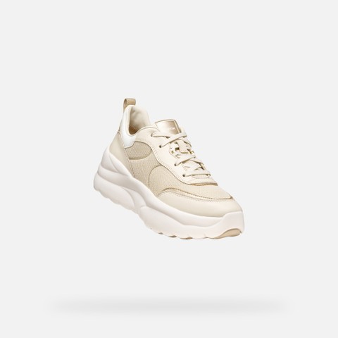 Sneakers &agrave; plateforme XTORS FEMME Blanc cass&eacute;/Or clair - image number 4 | GEOX