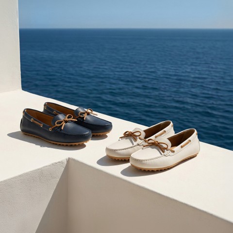 Mocassins en cuir KALISTENA FEMME Beige/Tabac - image number 1 | GEOX