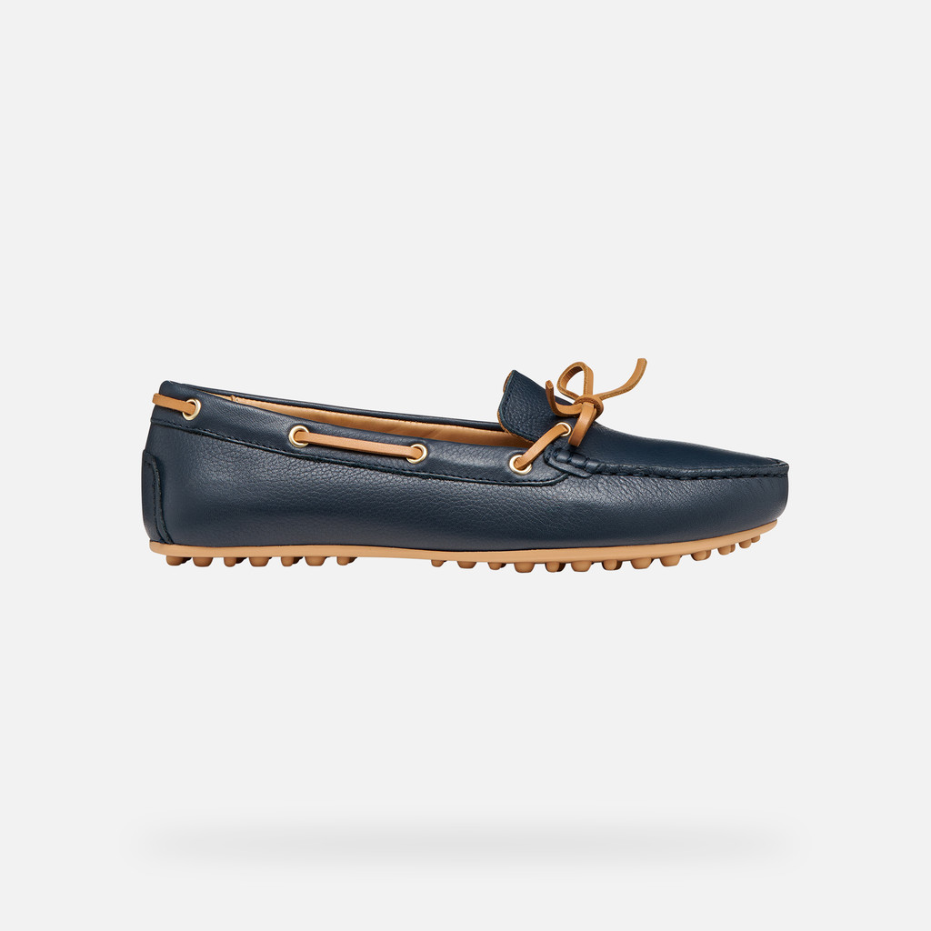 Leather loafers KALISTENA WOMAN Navy/Camel - image number 1 | GEOX