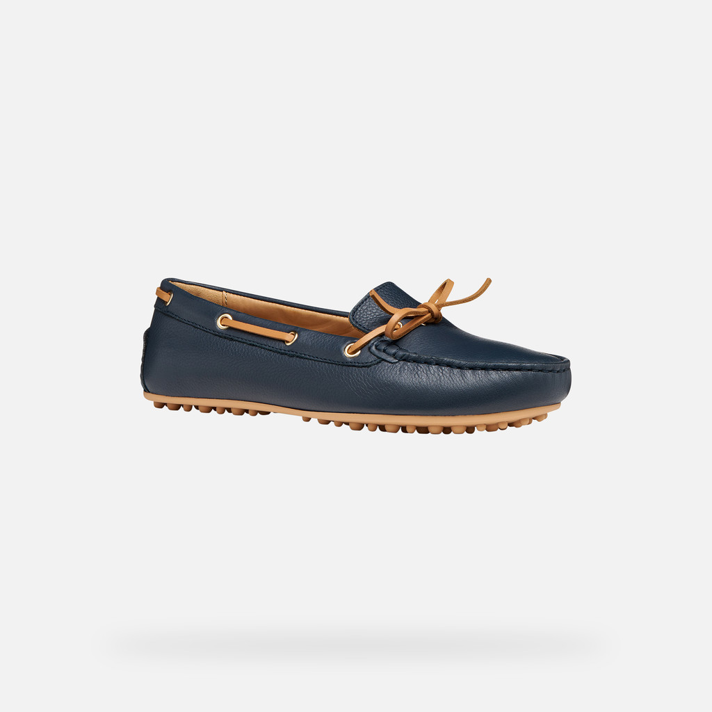 Leather loafers KALISTENA WOMAN Navy/Camel - image number 2 | GEOX