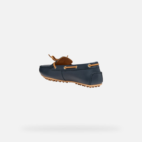 Leather loafers KALISTENA WOMAN Navy/Camel - image number 3 | GEOX