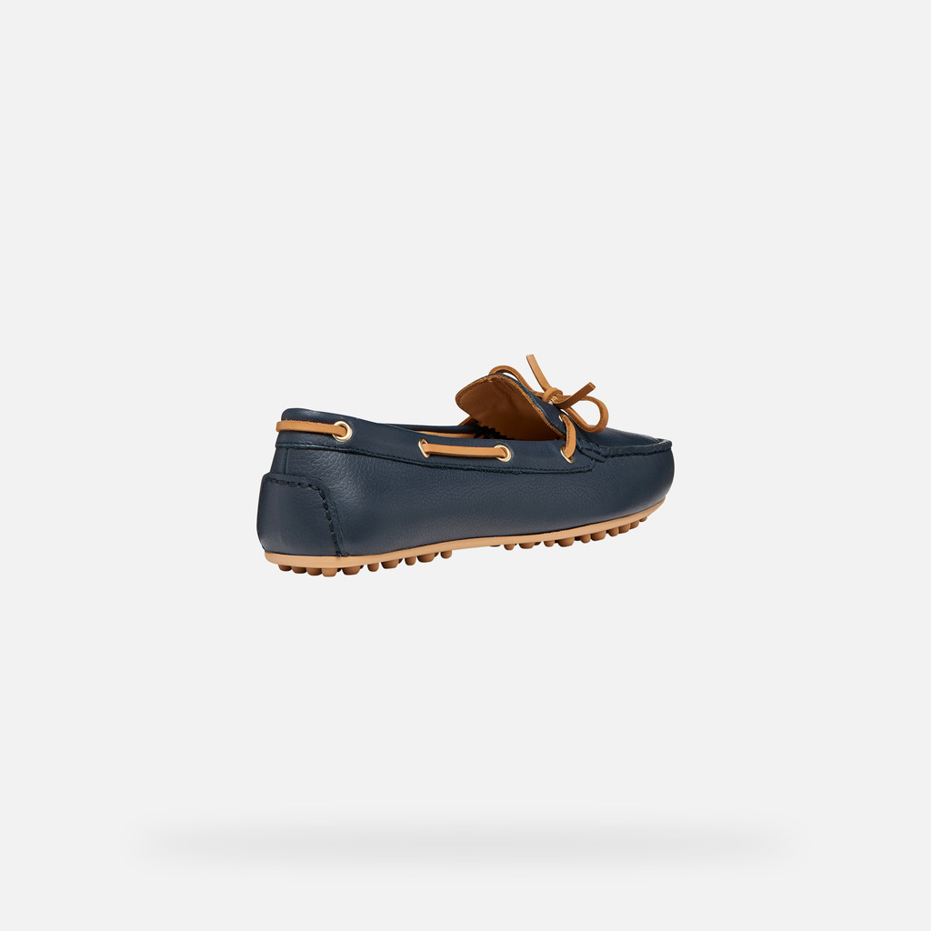 Leather loafers KALISTENA WOMAN Navy/Camel - image number 4 | GEOX