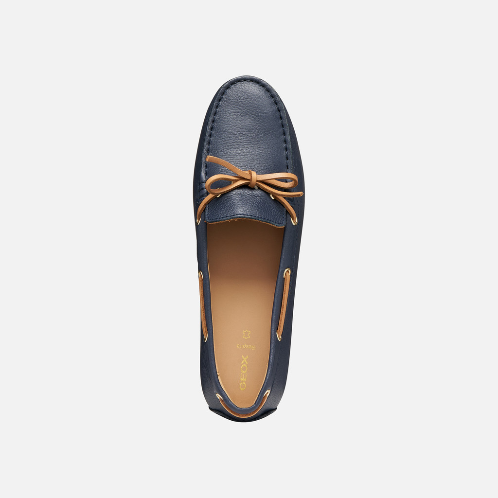 Leather loafers KALISTENA WOMAN Navy/Camel - image number 5 | GEOX