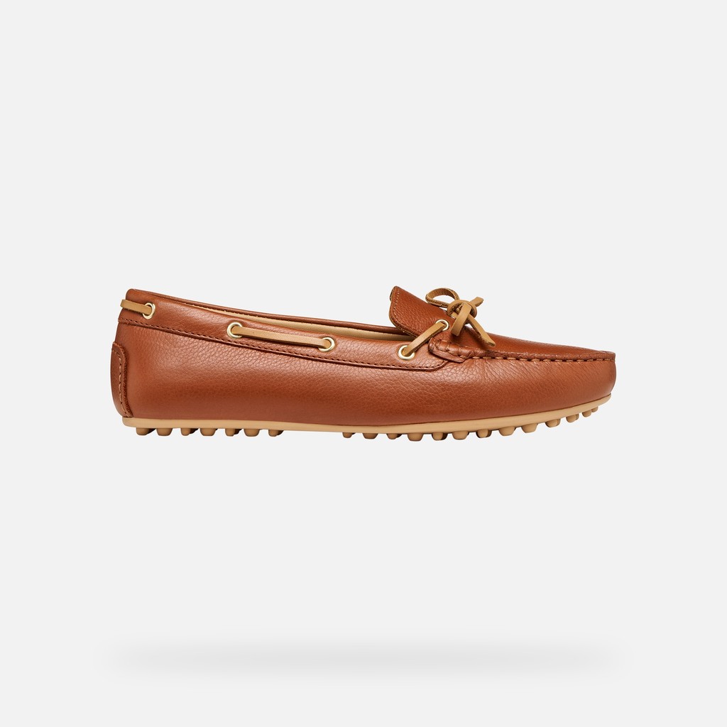 Leather loafers KALISTENA WOMAN Brick/Camel - image number 1 | GEOX