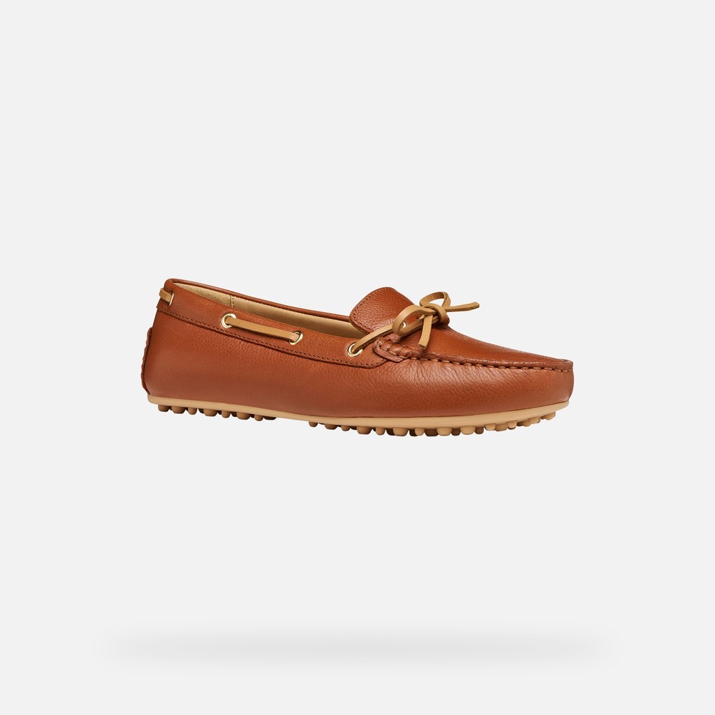 Leather loafers KALISTENA WOMAN Brick/Camel - image number 2 | GEOX