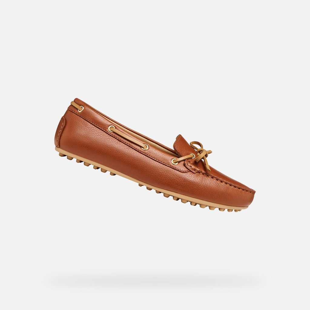 Leather loafers KALISTENA WOMAN Brick/Camel - image number 0 | GEOX