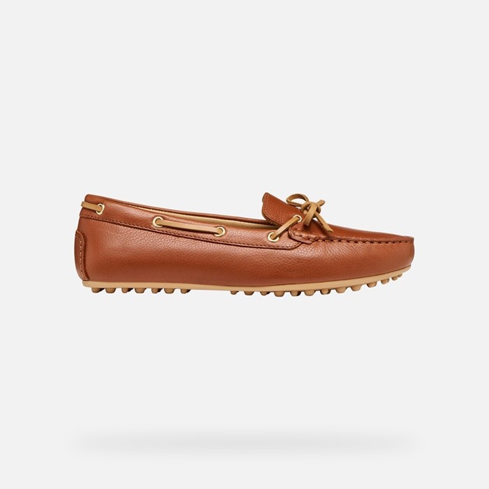 Leather loafers KALISTENA WOMAN Brick/Camel | GEOX