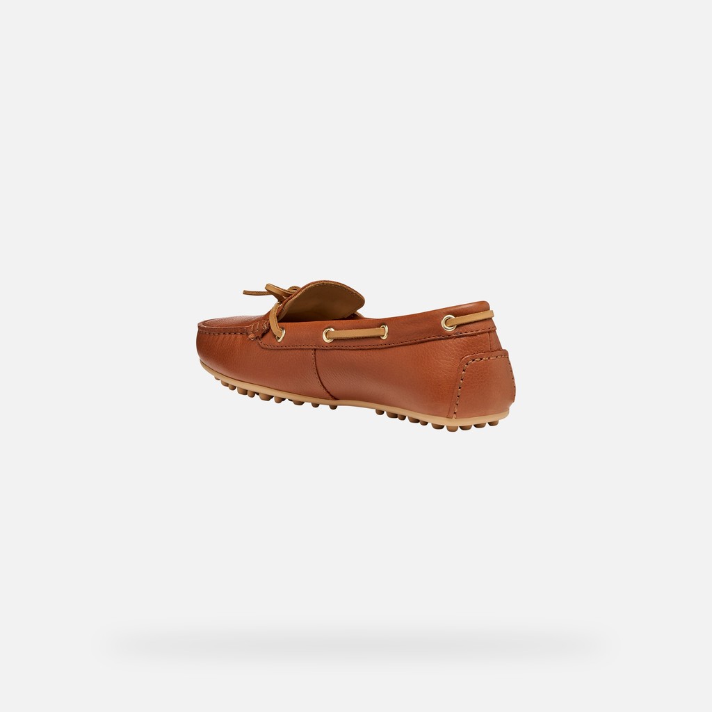 Leather loafers KALISTENA WOMAN Brick/Camel - image number 3 | GEOX