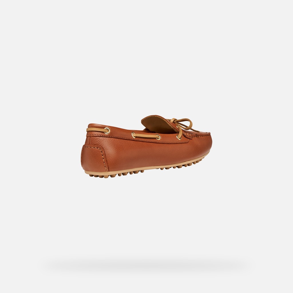 Leather loafers KALISTENA WOMAN Brick/Camel - image number 4 | GEOX