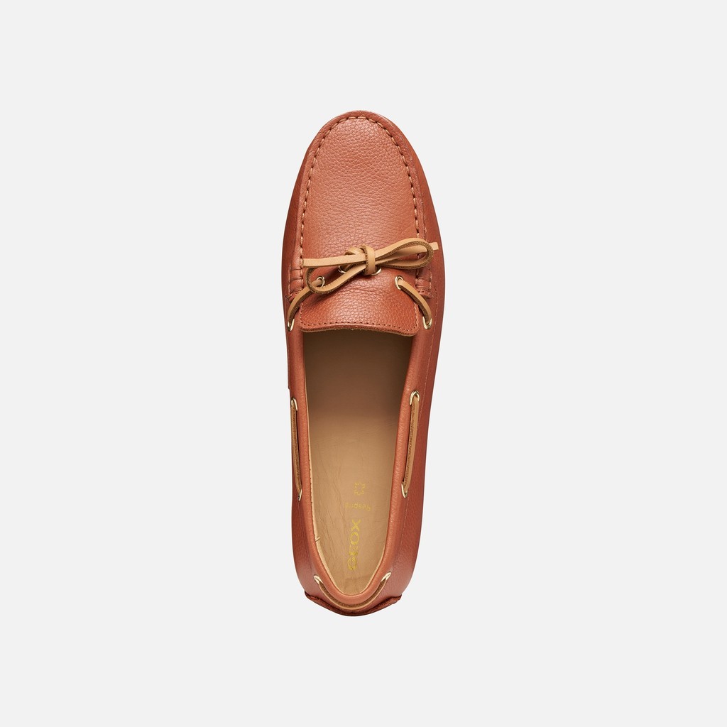 Leather loafers KALISTENA WOMAN Brick/Camel - image number 5 | GEOX