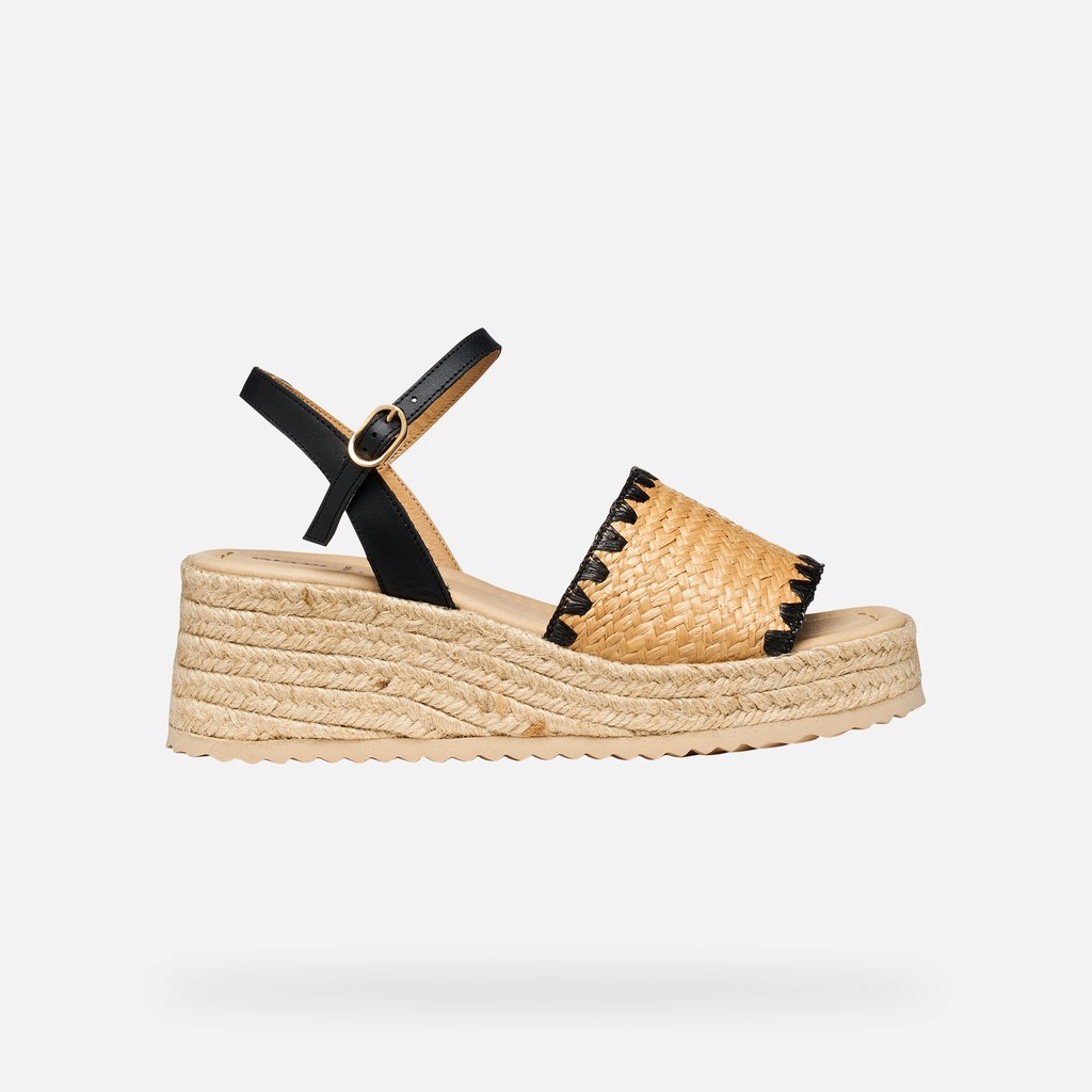 Sandali zeppa ALEMERIA DONNA Taupe chiaro/Nero - image number 1 | GEOX