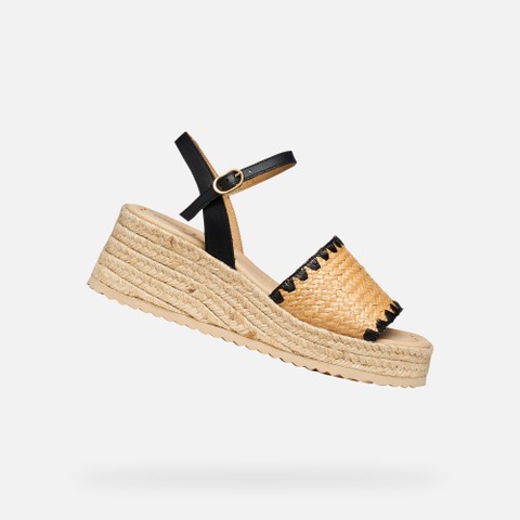 Sandali zeppa ALEMERIA DONNA Taupe chiaro/Nero | GEOX