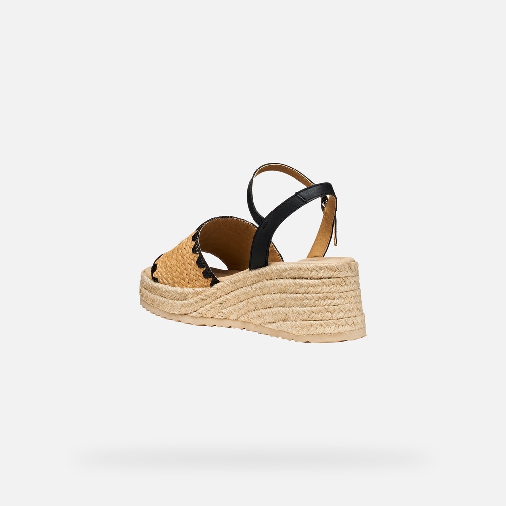 Sandali zeppa ALEMERIA DONNA Taupe chiaro/Nero - image number 3 | GEOX