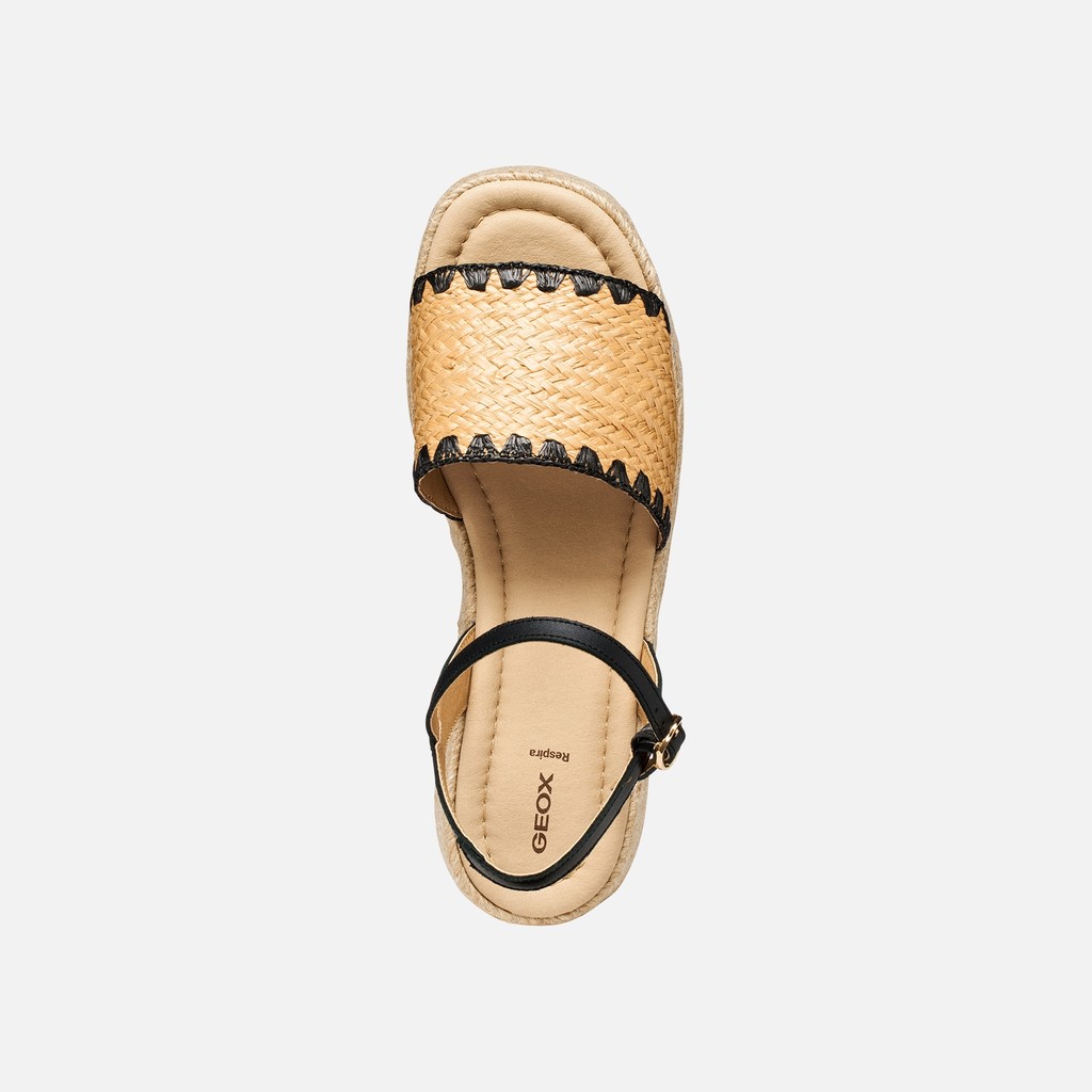 Sandali zeppa ALEMERIA DONNA Taupe chiaro/Nero - image number 5 | GEOX