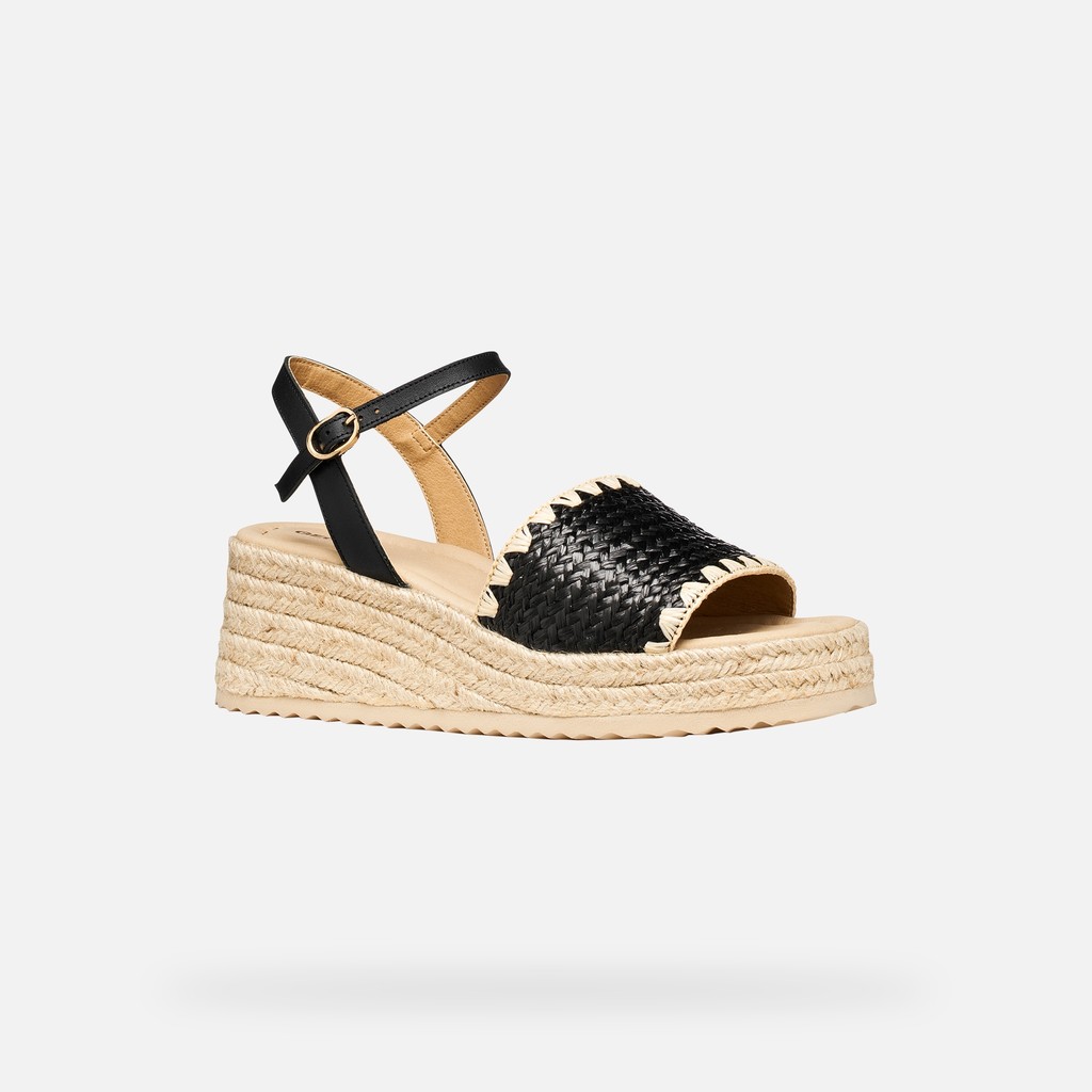 Wedge sandals ALEMERIA WOMAN Black - image number 2 | GEOX