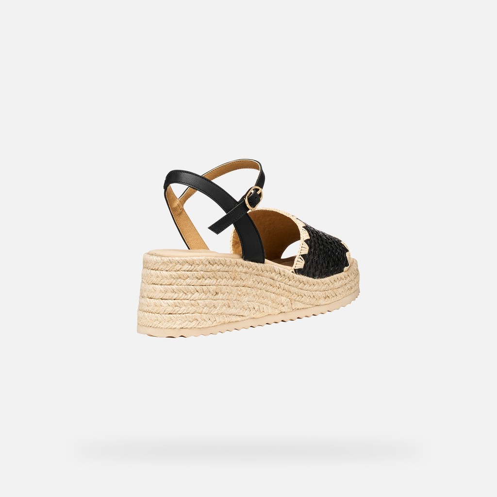 Wedge sandals ALEMERIA WOMAN Black - image number 4 | GEOX