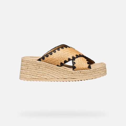 Wedge sandals ALEMERIA WOMAN Light Taupe/Black - image number 1 | GEOX