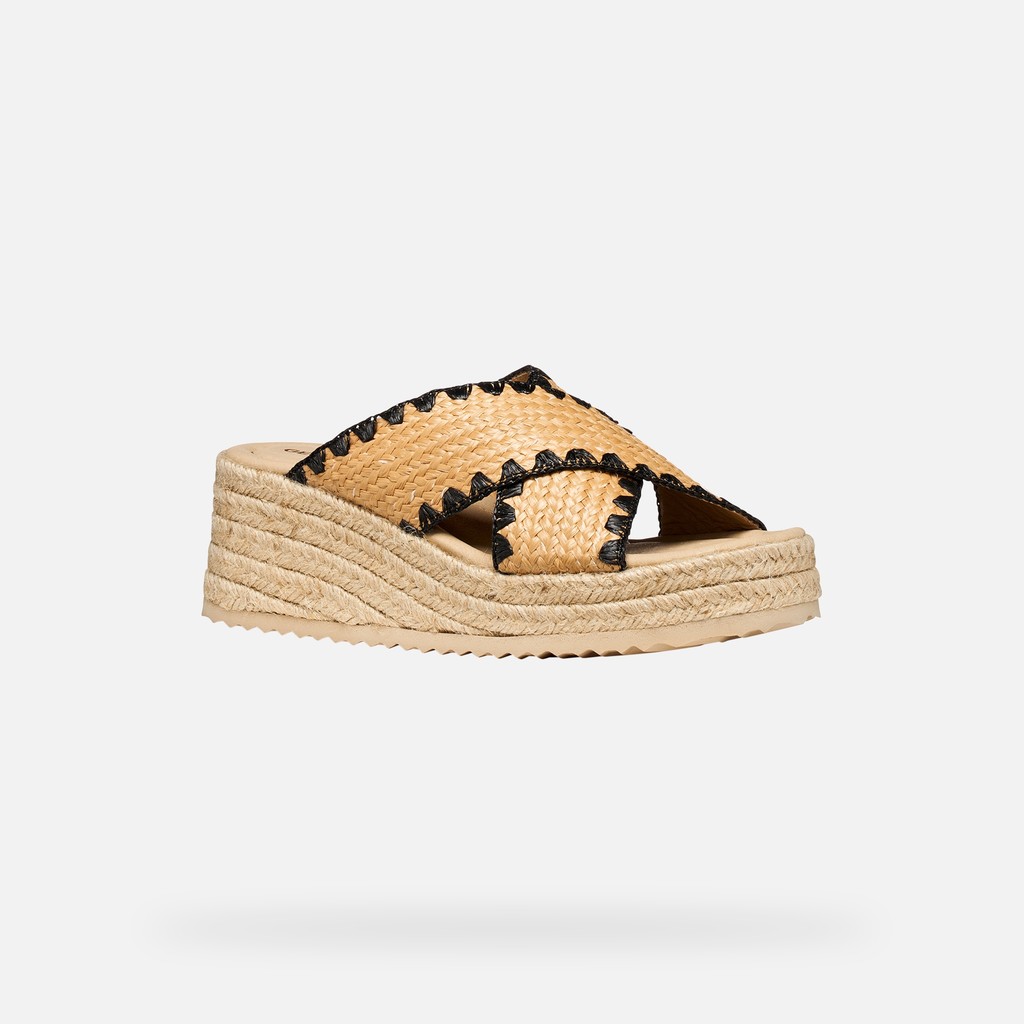 Wedge sandals ALEMERIA WOMAN Light Taupe/Black - image number 2 | GEOX