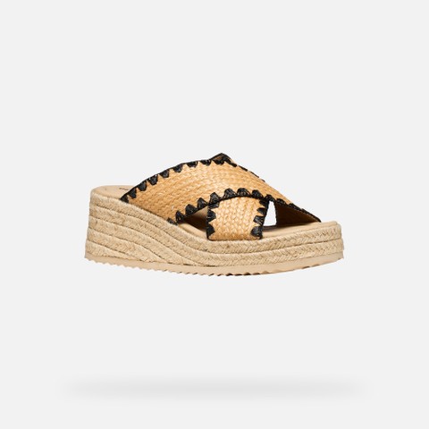 Wedge sandals ALEMERIA WOMAN Light Taupe/Black - image number 2 | GEOX
