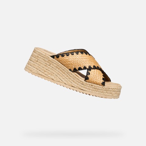 Wedge sandals ALEMERIA WOMAN Light Taupe/Black - image number 0 | GEOX