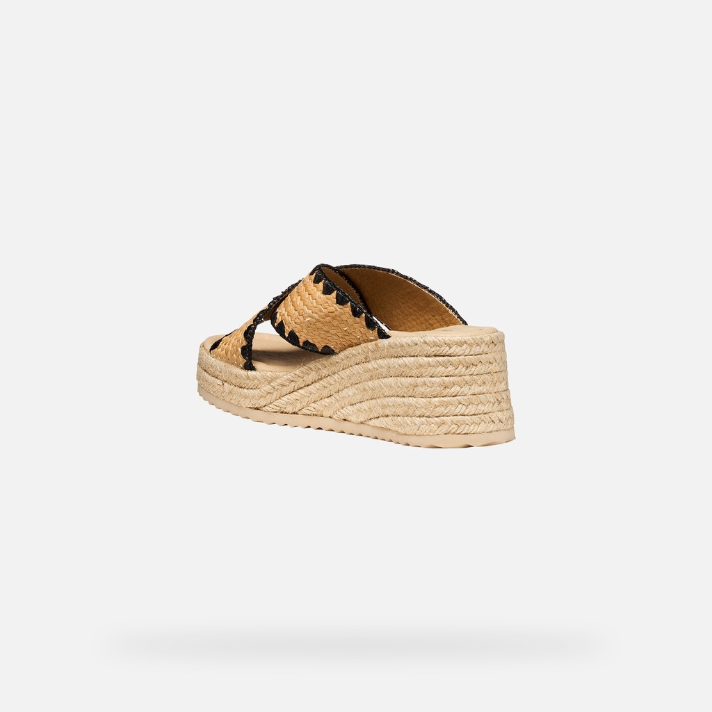 Wedge sandals ALEMERIA WOMAN Light Taupe/Black - image number 3 | GEOX