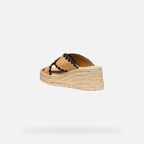 Wedge sandals ALEMERIA WOMAN Light Taupe/Black - image number 3 | GEOX