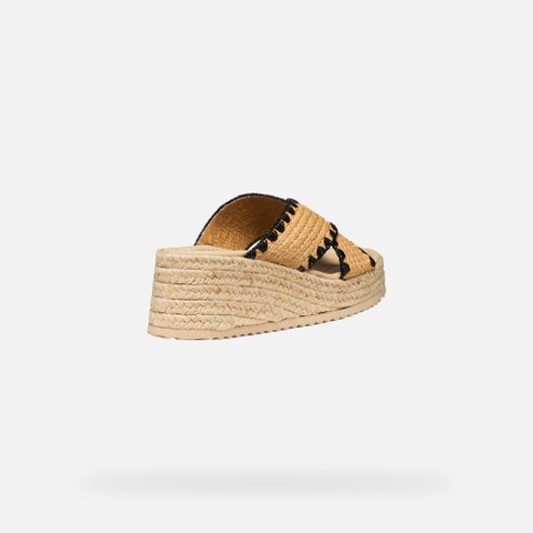 Wedge sandals ALEMERIA WOMAN Light Taupe/Black - image number 4 | GEOX