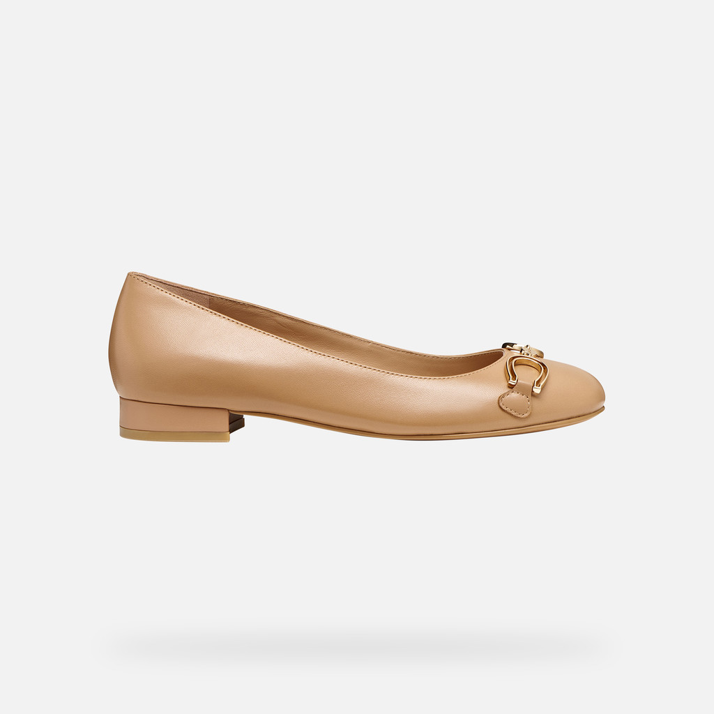 Leather ballerina flats VIRNILISA B WOMAN Beige - image number 1 | GEOX