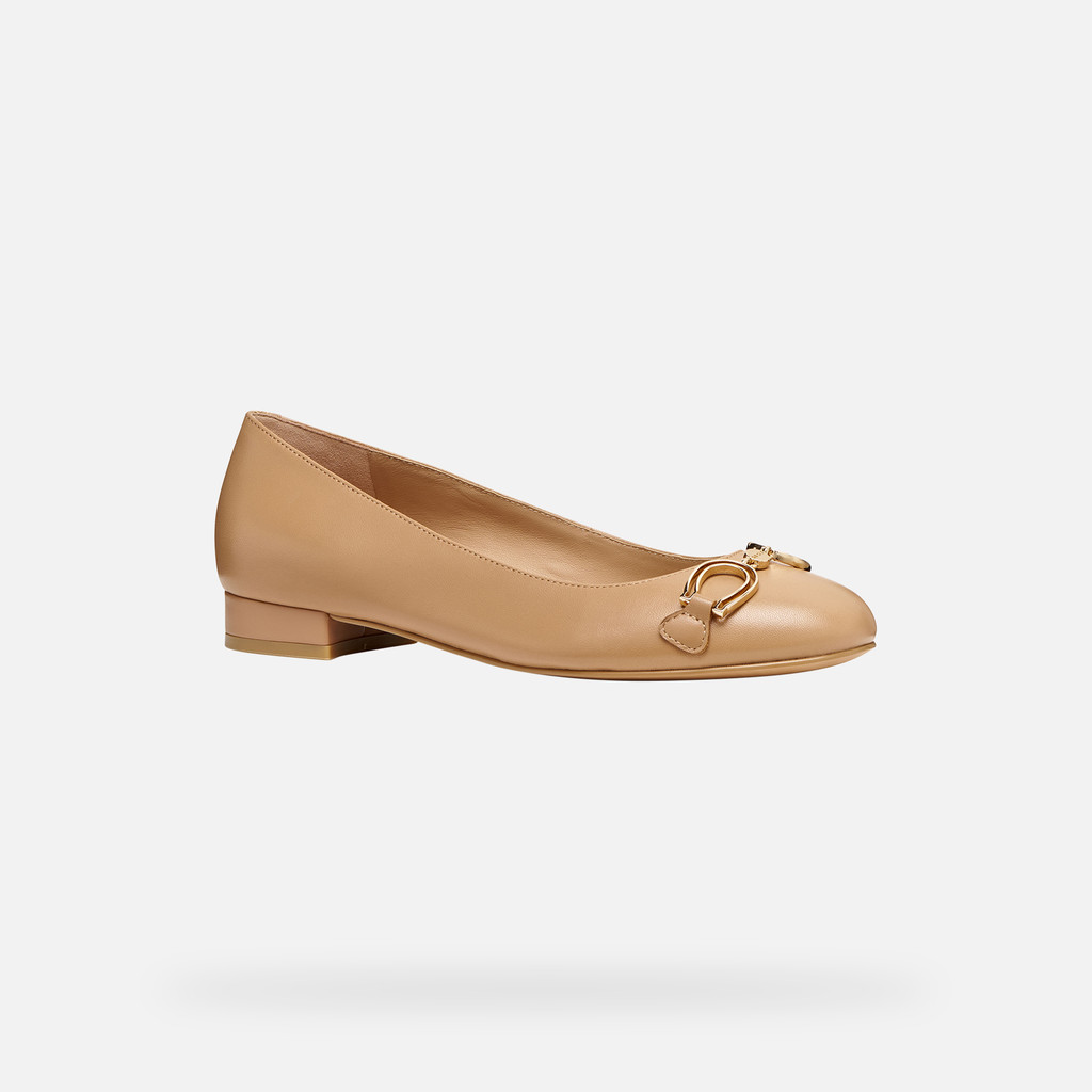 Leather ballerina flats VIRNILISA B WOMAN Beige - image number 2 | GEOX