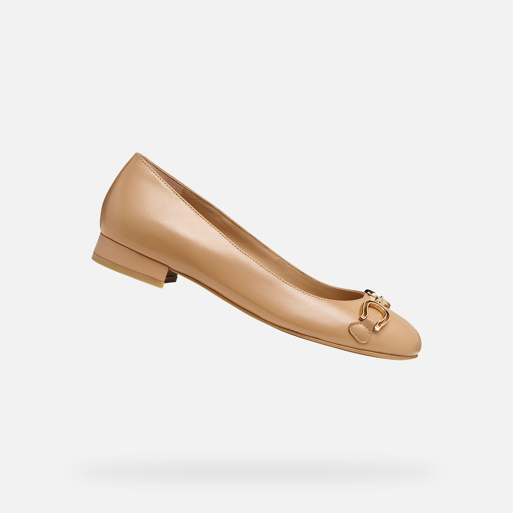 Leather ballerina flats VIRNILISA B WOMAN Beige - image number 0 | GEOX
