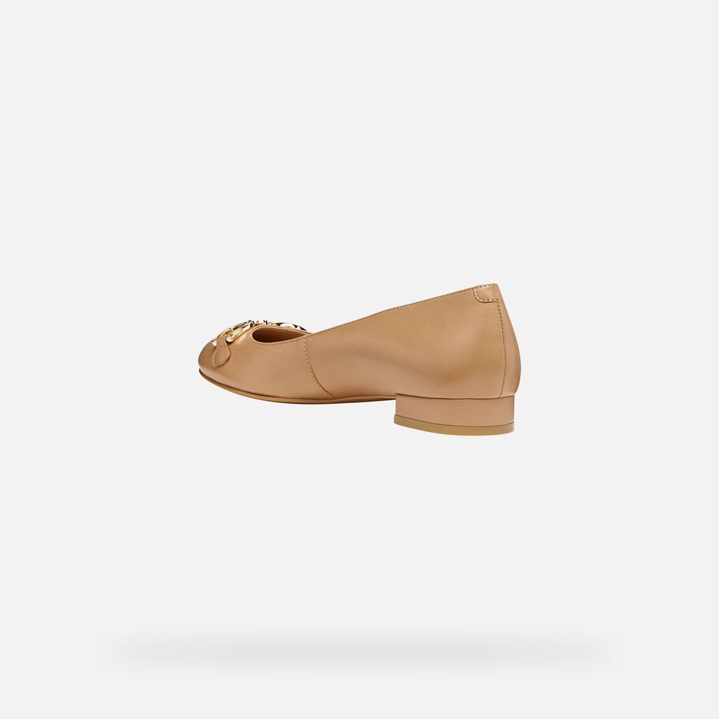 Leather ballerina flats VIRNILISA B WOMAN Beige - image number 3 | GEOX
