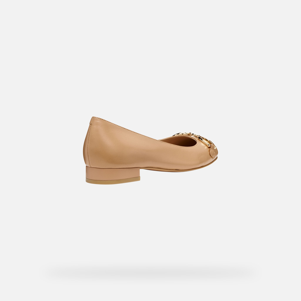Leather ballerina flats VIRNILISA B WOMAN Beige - image number 4 | GEOX