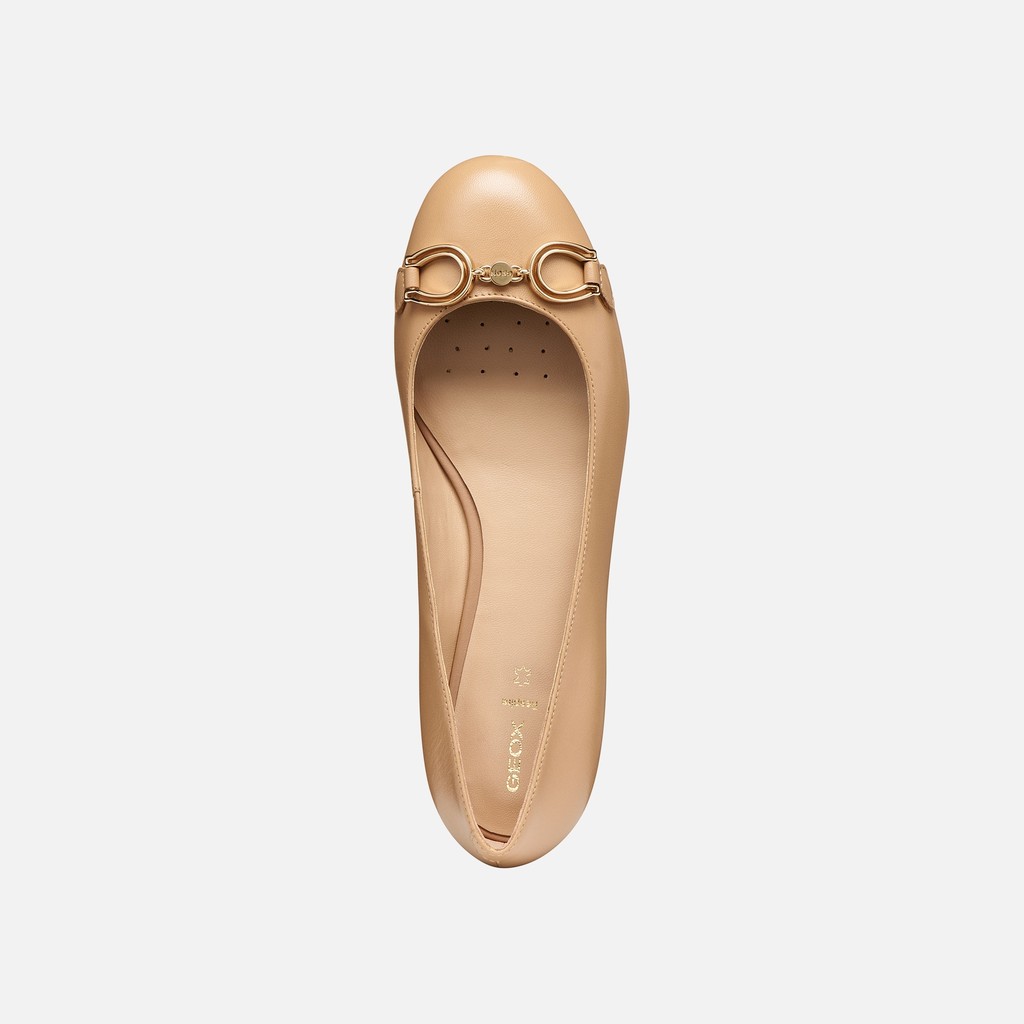 Leather ballerina flats VIRNILISA B WOMAN Beige - image number 5 | GEOX